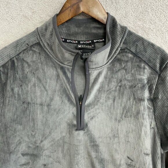 NWOT Spyder Men's M/M Gray Quarter-Zip Pullover Sweatshirt Soft Ribbed Fleece - Picture 8 of 10